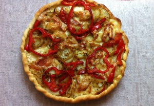 tarte au poivron et pommes de terres oignons